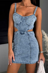 BXOXO - Denim Cutout Bodycon Cami Dress